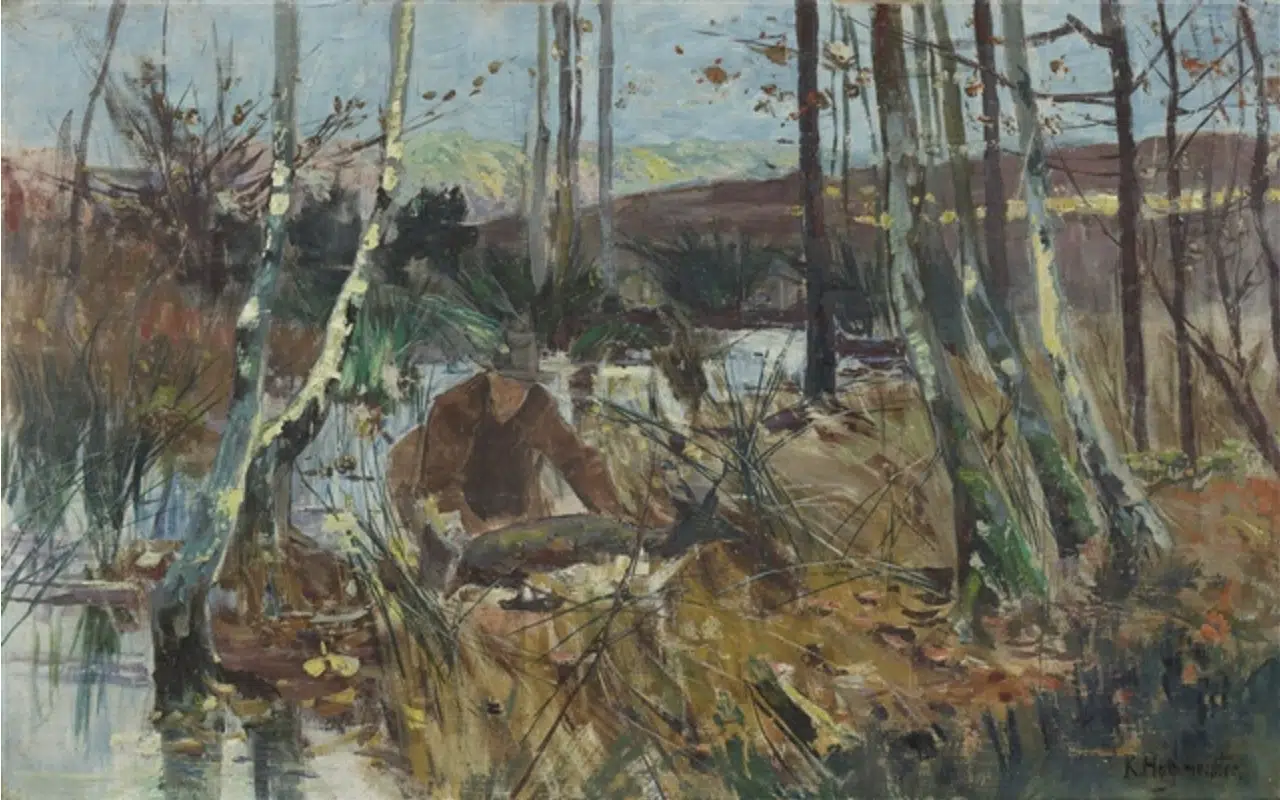 Herbstliche Landschaft mit Jäger, c.1886