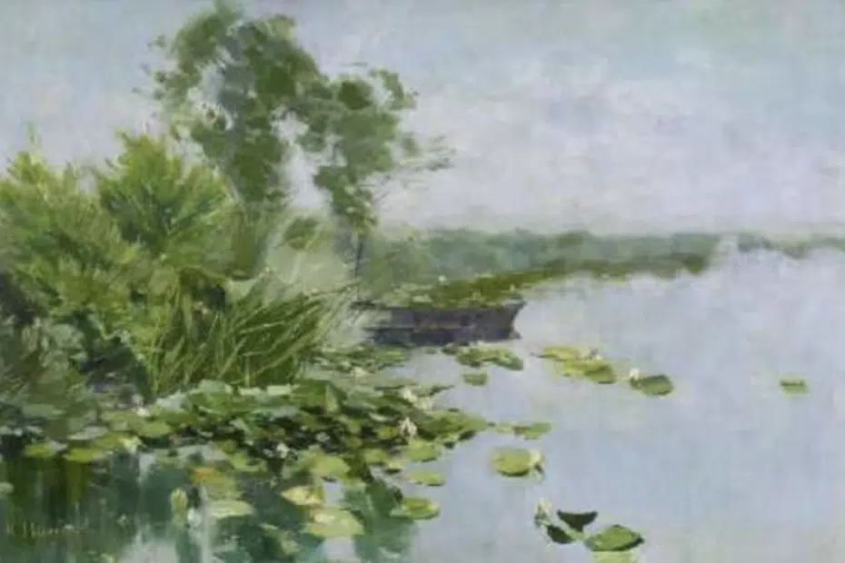 Uferlandschaft mit Seerosen, 1897