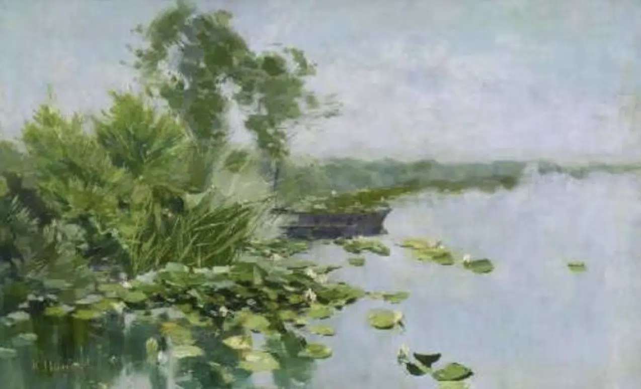Uferlandschaft mit Seerosen, 1897