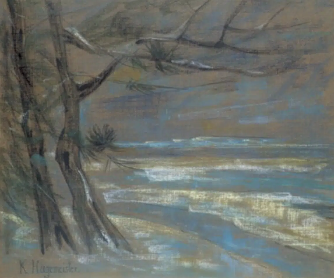 Baumgruppe am Ufer, c.1875