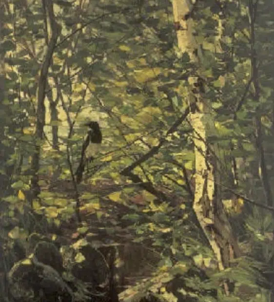 Elster im Birkenwald, 1892
