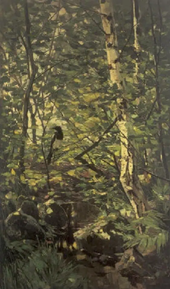 Elster im Birkenwald, 1892