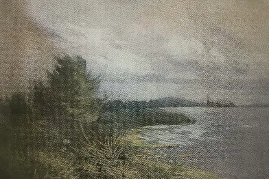 Blick über den Schwielowsee nach Geltow (Kirche von Geltow), um 1894