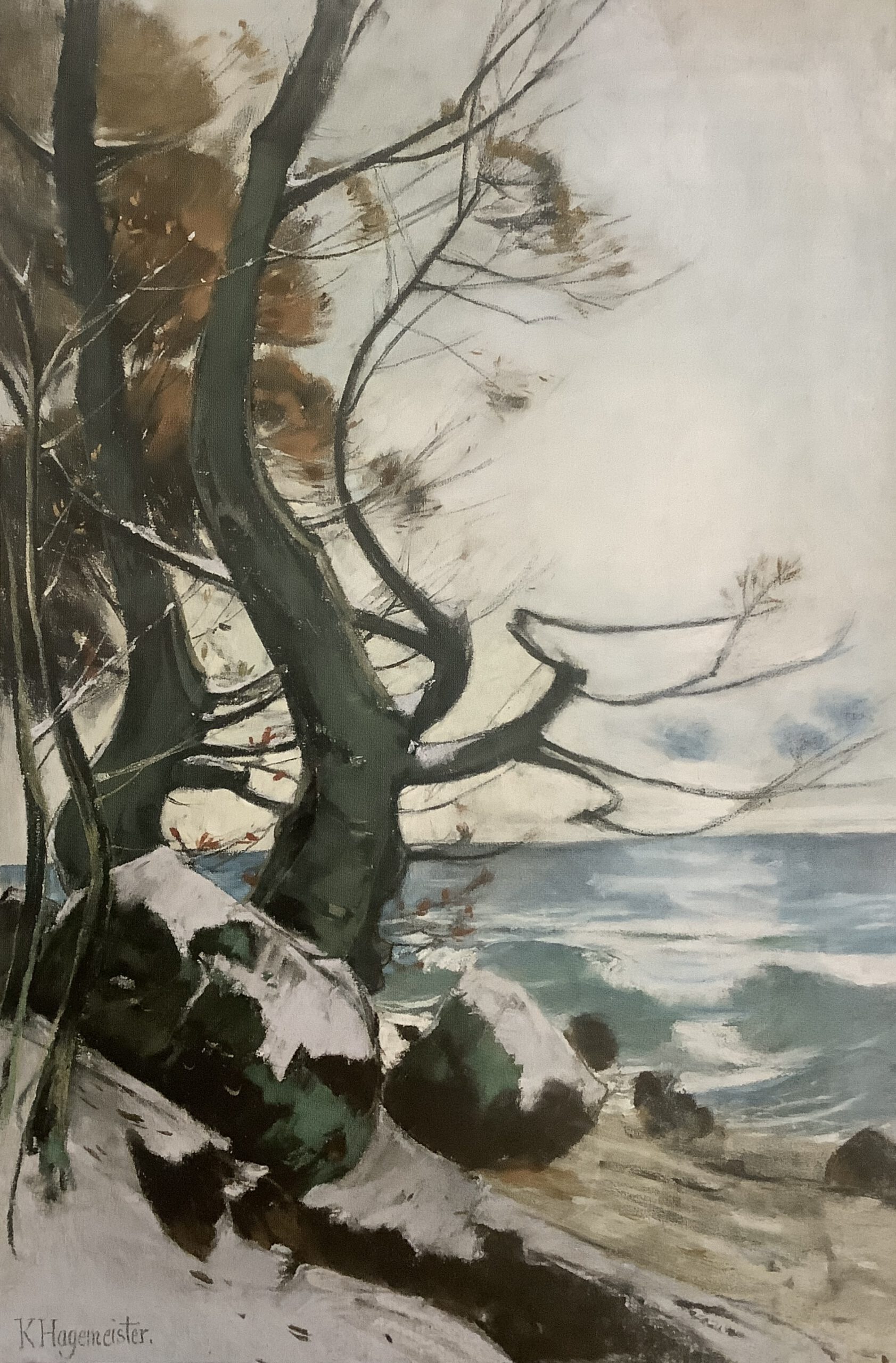 Küstenlandschaft in Lohme. Buchen am ufer, um 1912