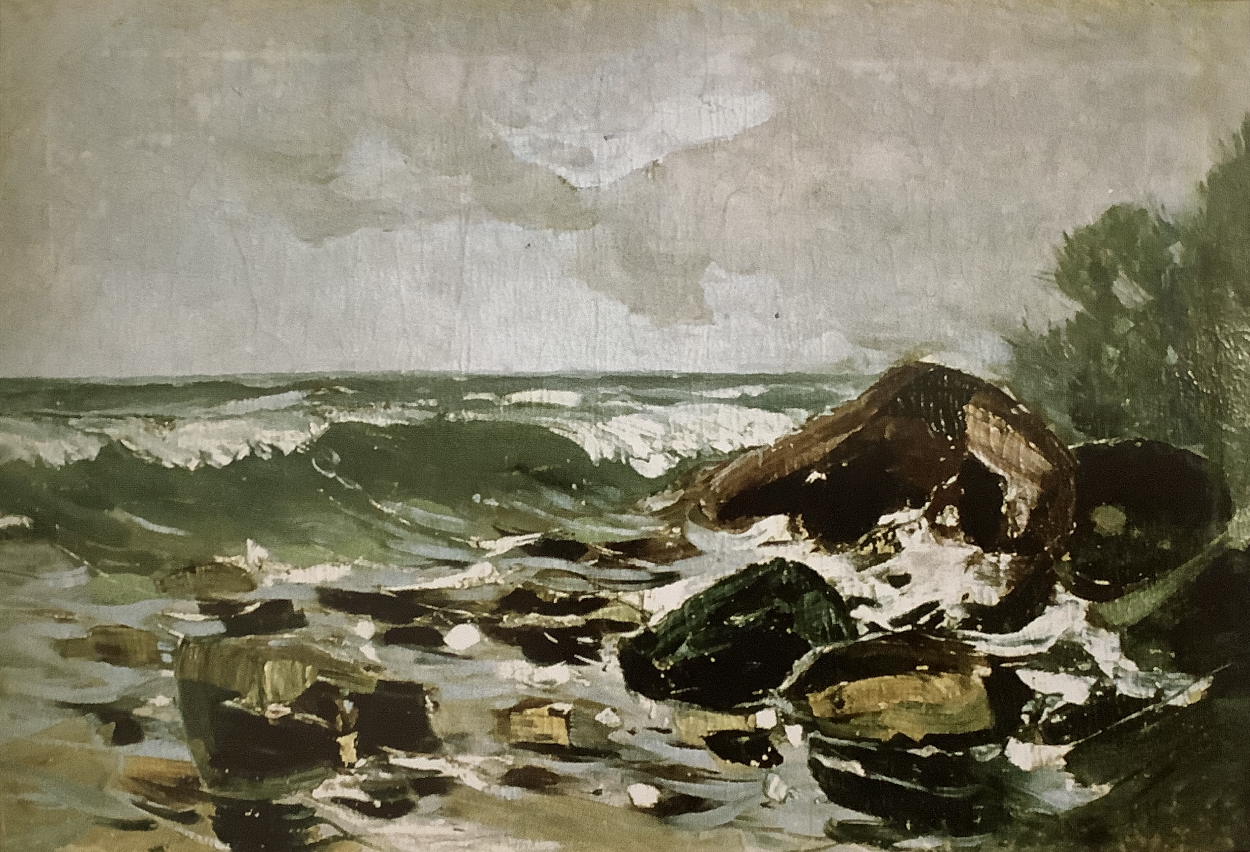 Strandlanschaft mit Gesteinen in Lohme, 1914