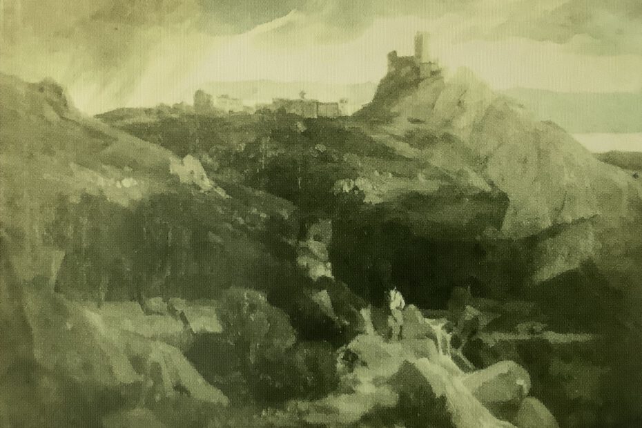 Landschaft mit dem Städtchen Olevano, um 1876
