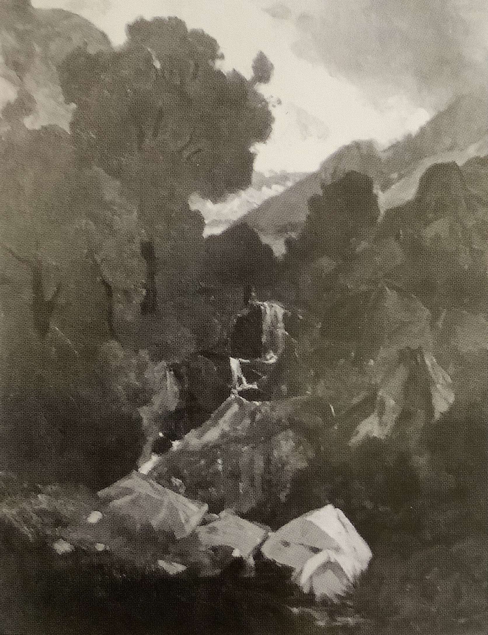 Wasserfall, Studie Olevano, Landschaft mit Wasserfall, 1876