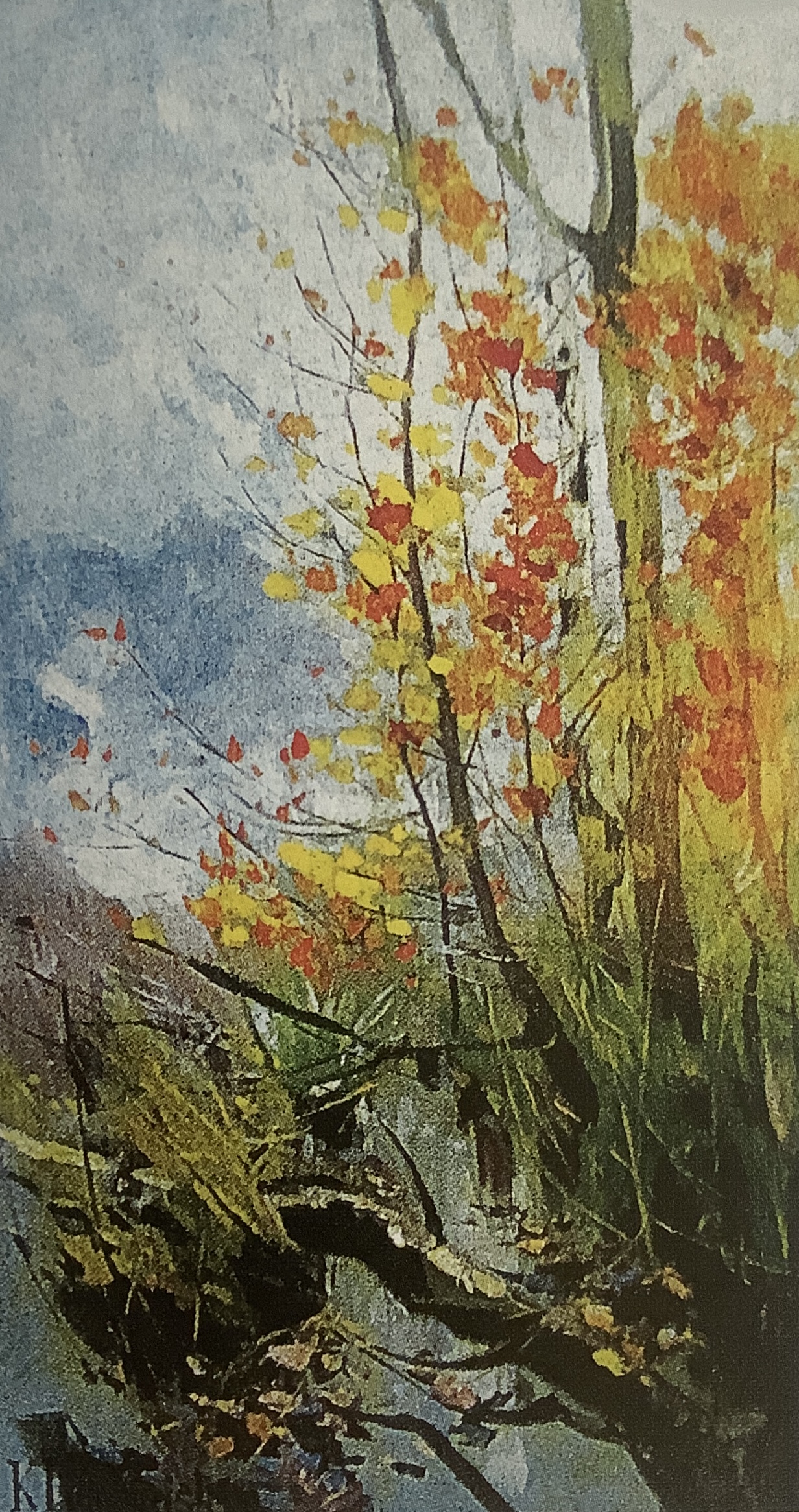 Birken an einem Bachlauf, Entenfang, um 1890