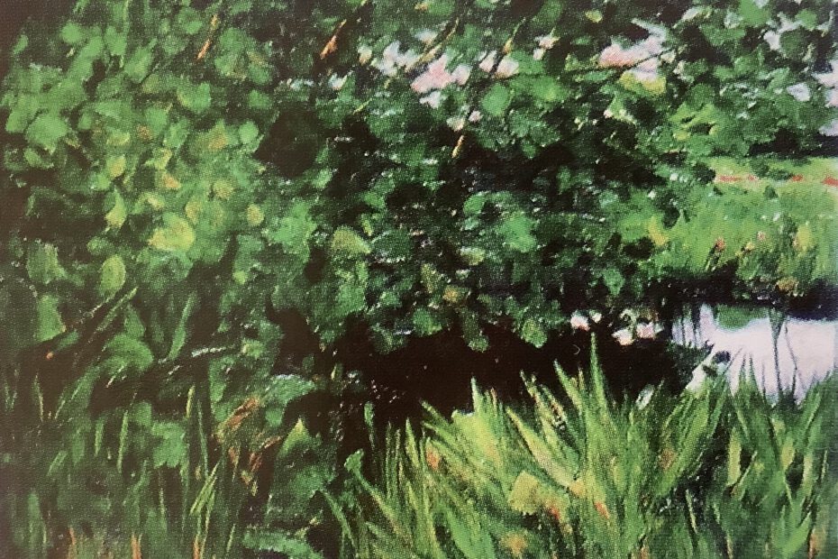 Gesträuch an einem Wasser, um 1884