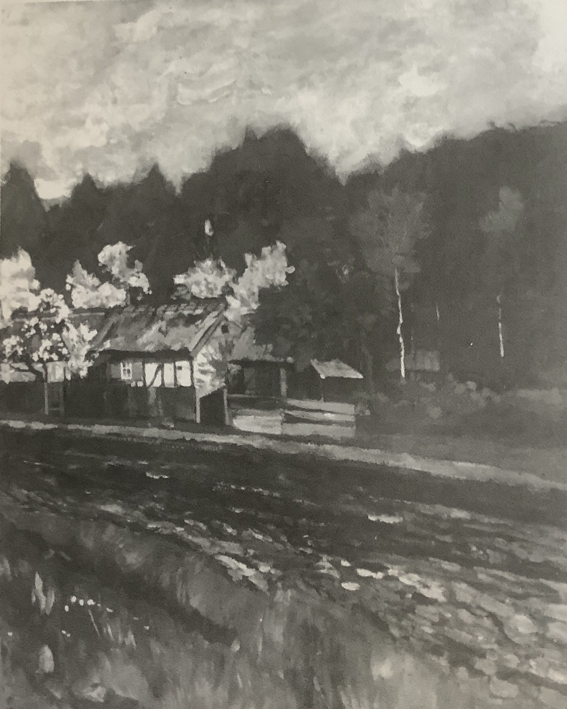 Häuser am Waldrand, um 1882
