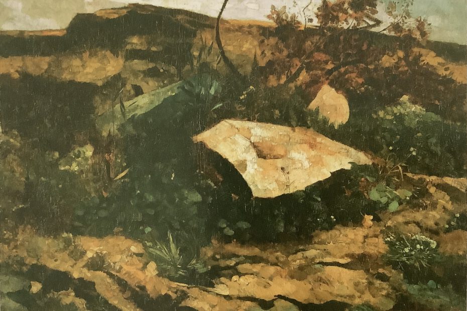 Steinblöcke und Buschwerk (Märkische Landschaft), um 1879