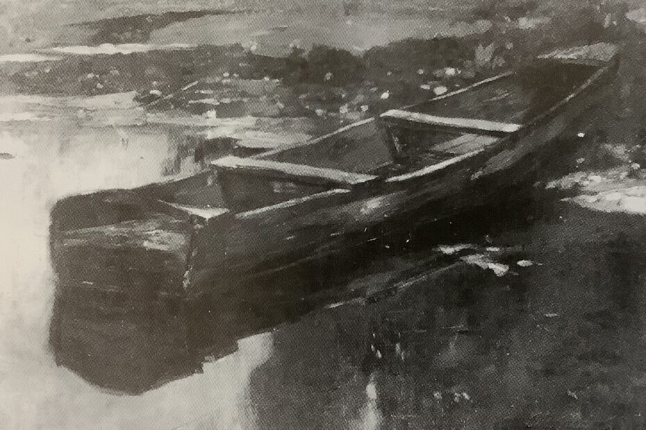 Kahn am Seeufer, um 1880