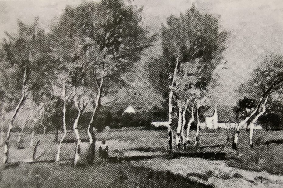 Kind in einem Birkenwäldchen - Herbst, um 1881