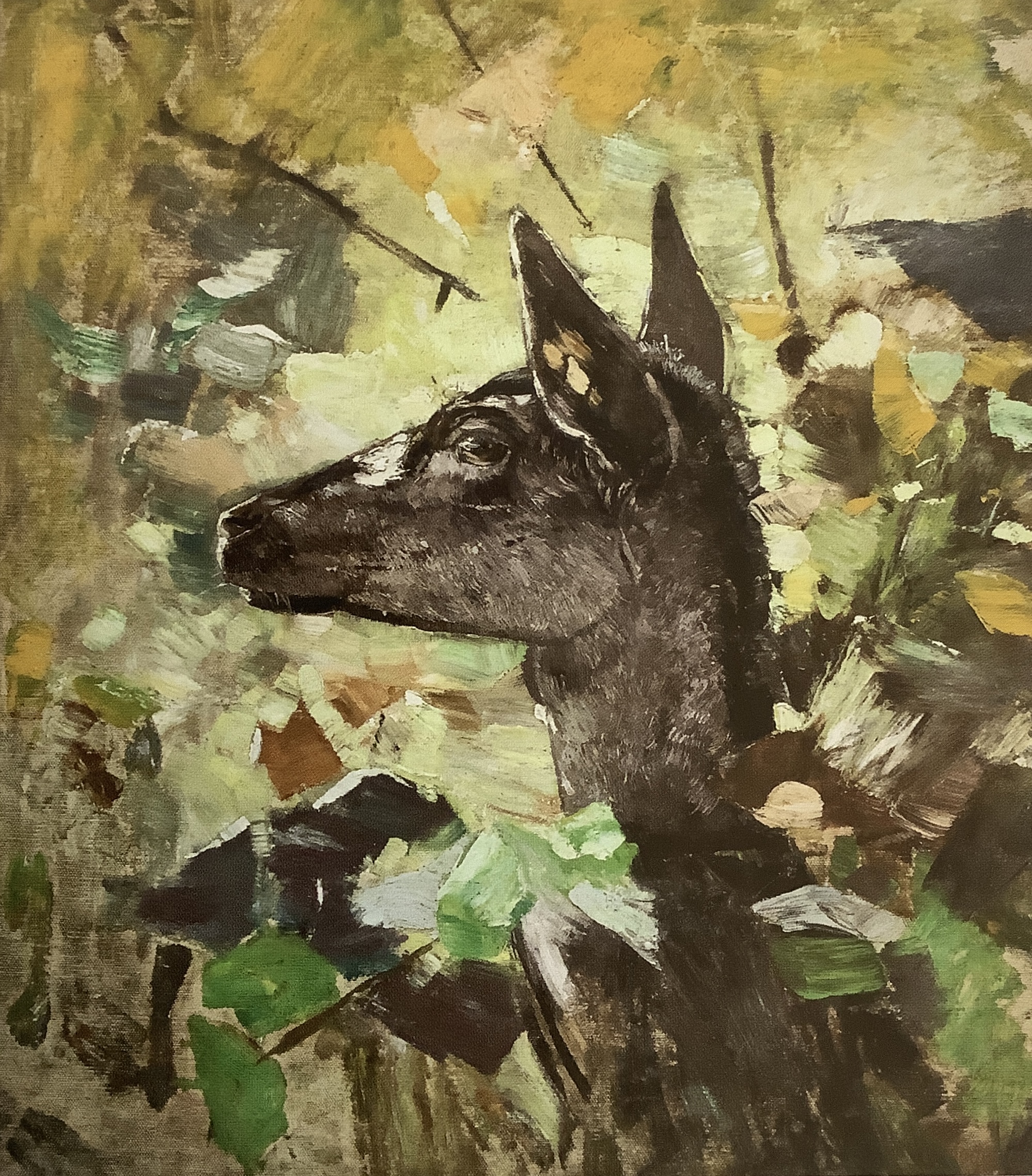 Kopf einer Damwildkuh, um 1883