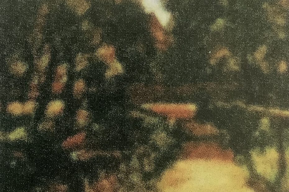 Landschaft mit Holzsteg und Bäuerin, um 1884