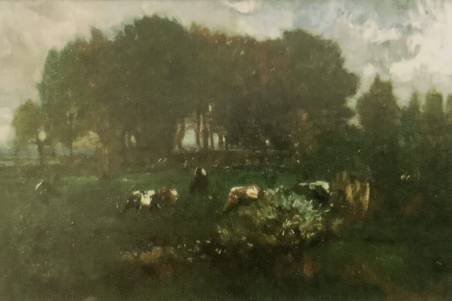 Landschaft mit weidenden Kühen, um 1880