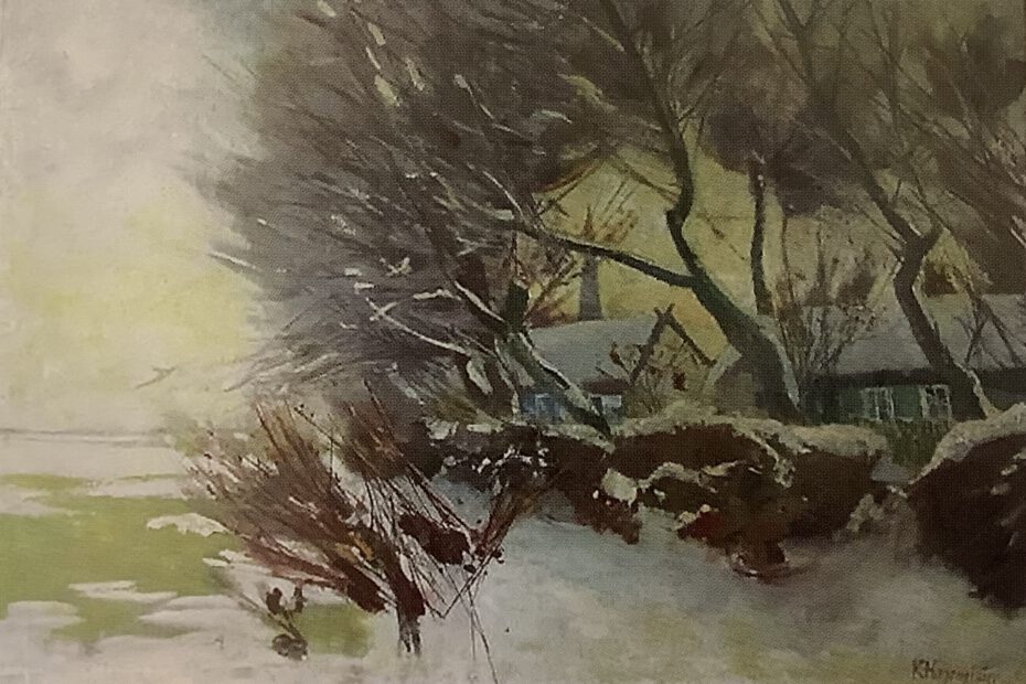 Märkisches Dorf im Winter (werder), um 1885