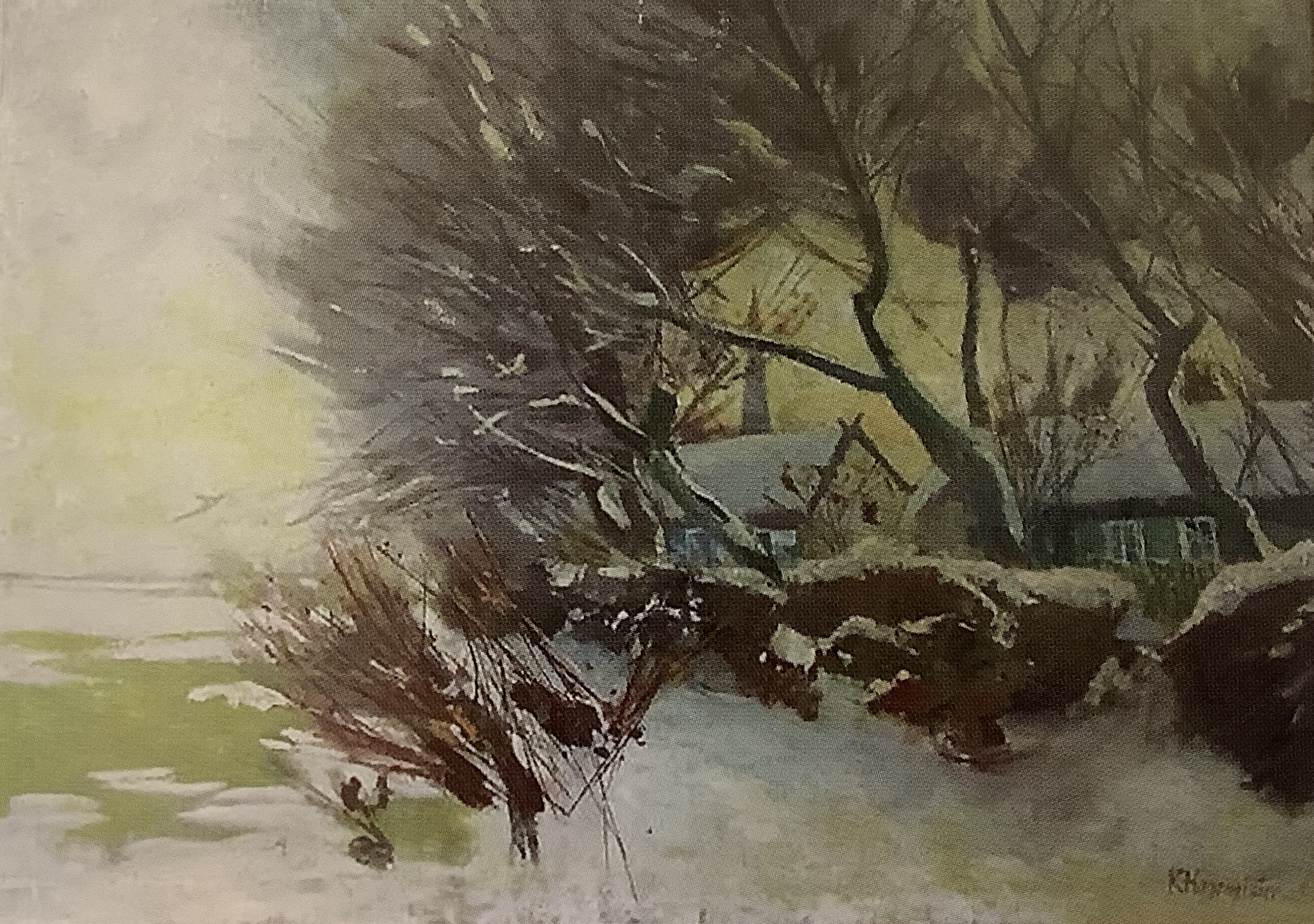 Märkisches Dorf im Winter (werder), um 1885 Märkisches Dorf im Winter (werder), um 1885