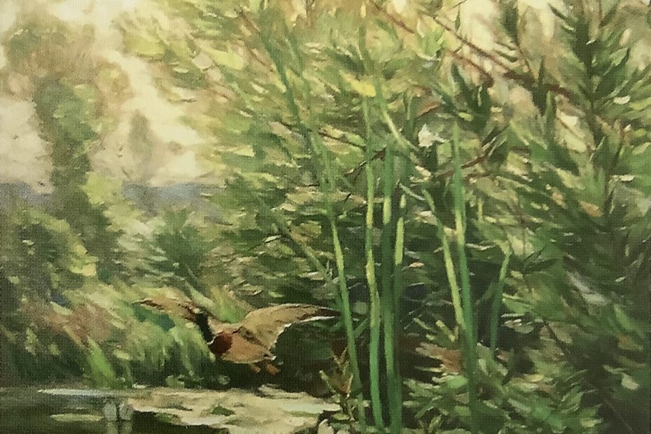 Uferlandschaft (Schilfufer mit auffliegender Stockente), um 1892
