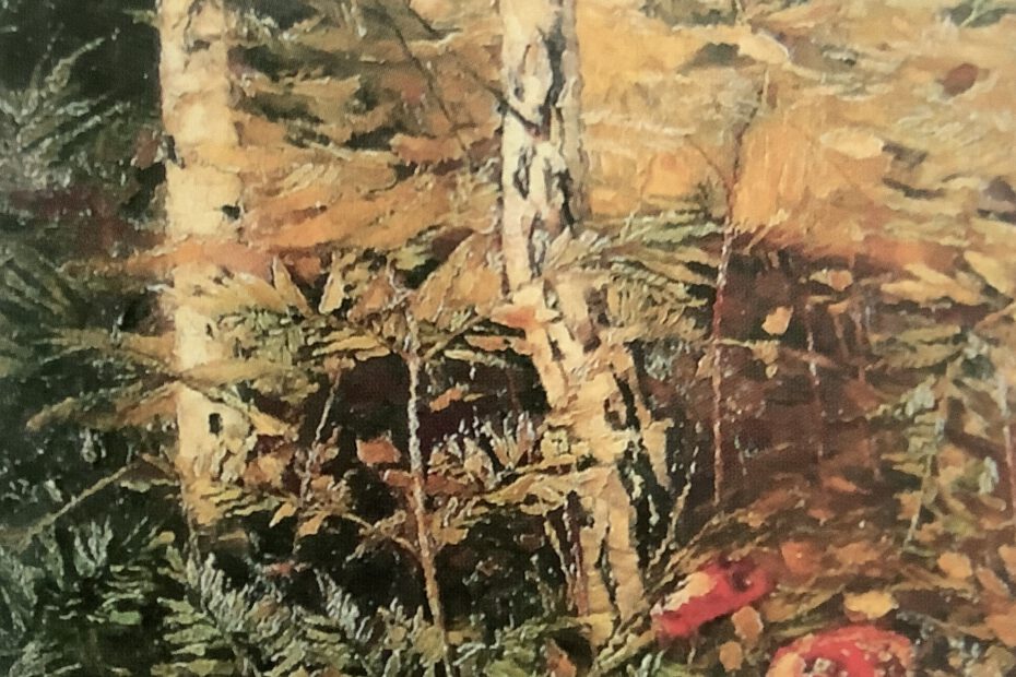 Waldinneres mit Birken und pilzen, Ferch, 1886