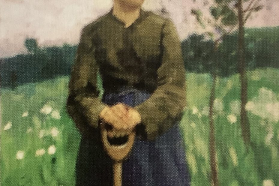 Wendisches Mädchen mit Spaten, um 1889