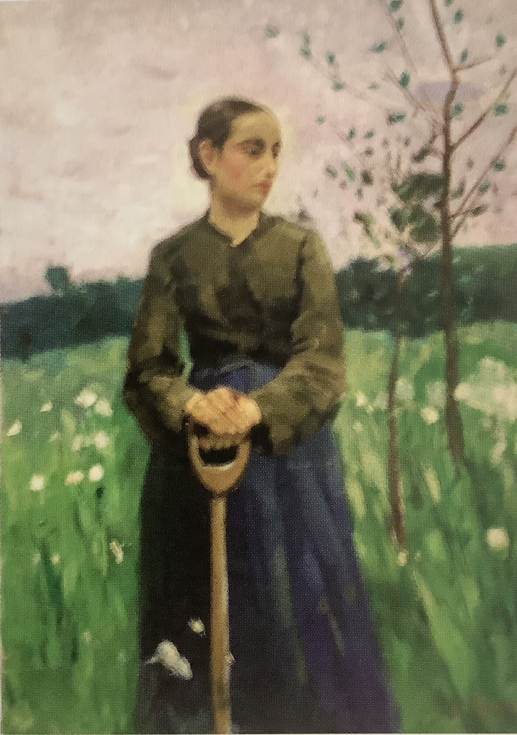 Wendisches Mädchen mit Spaten, um 1889