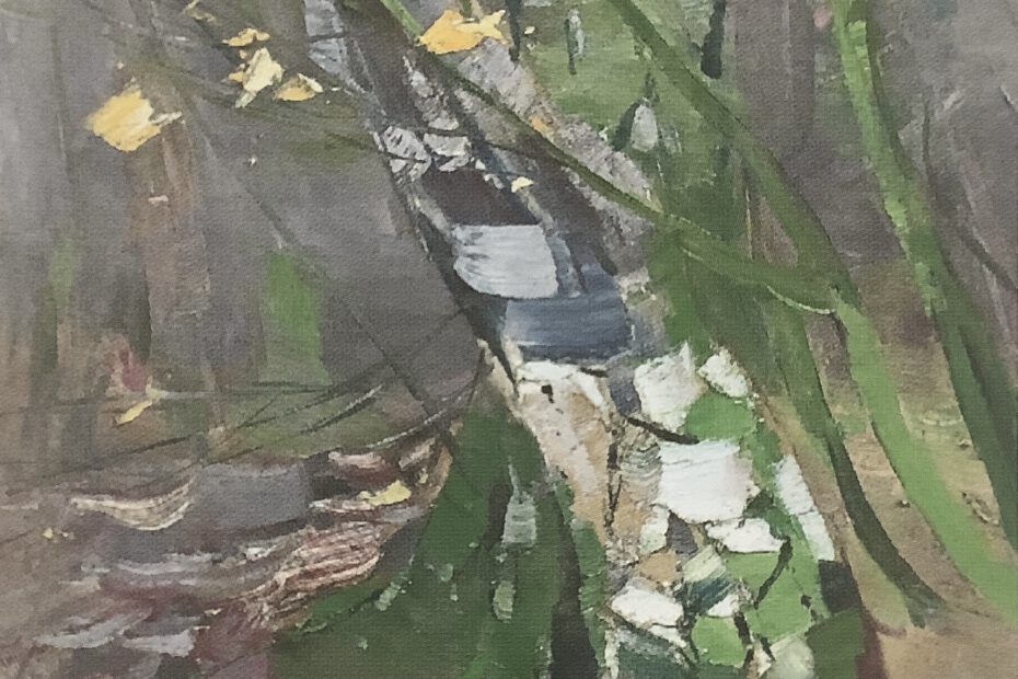 Birkenstämme im Herbststurm, um 1912