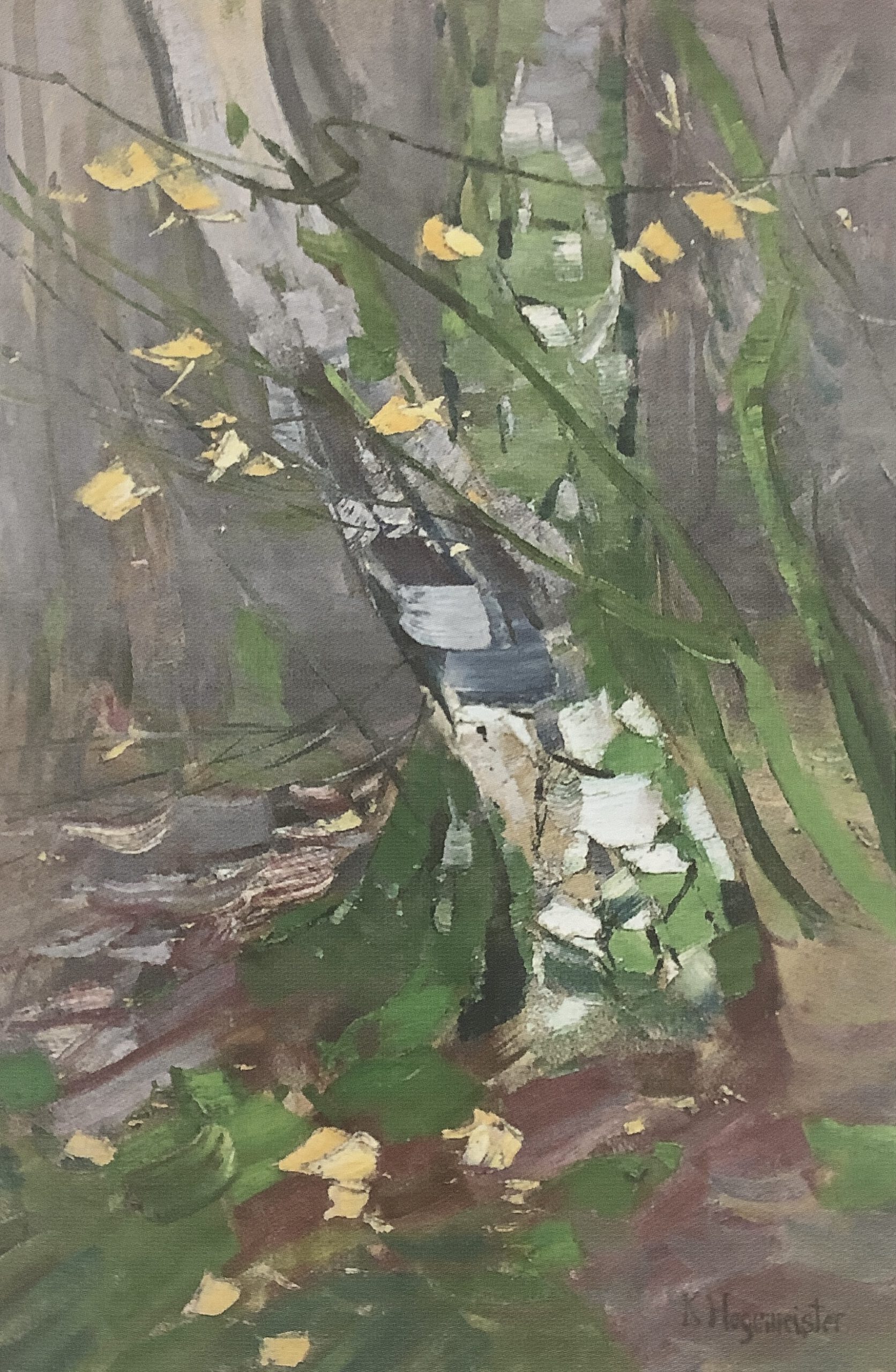 Birkenstämme im Herbststurm, um 1912