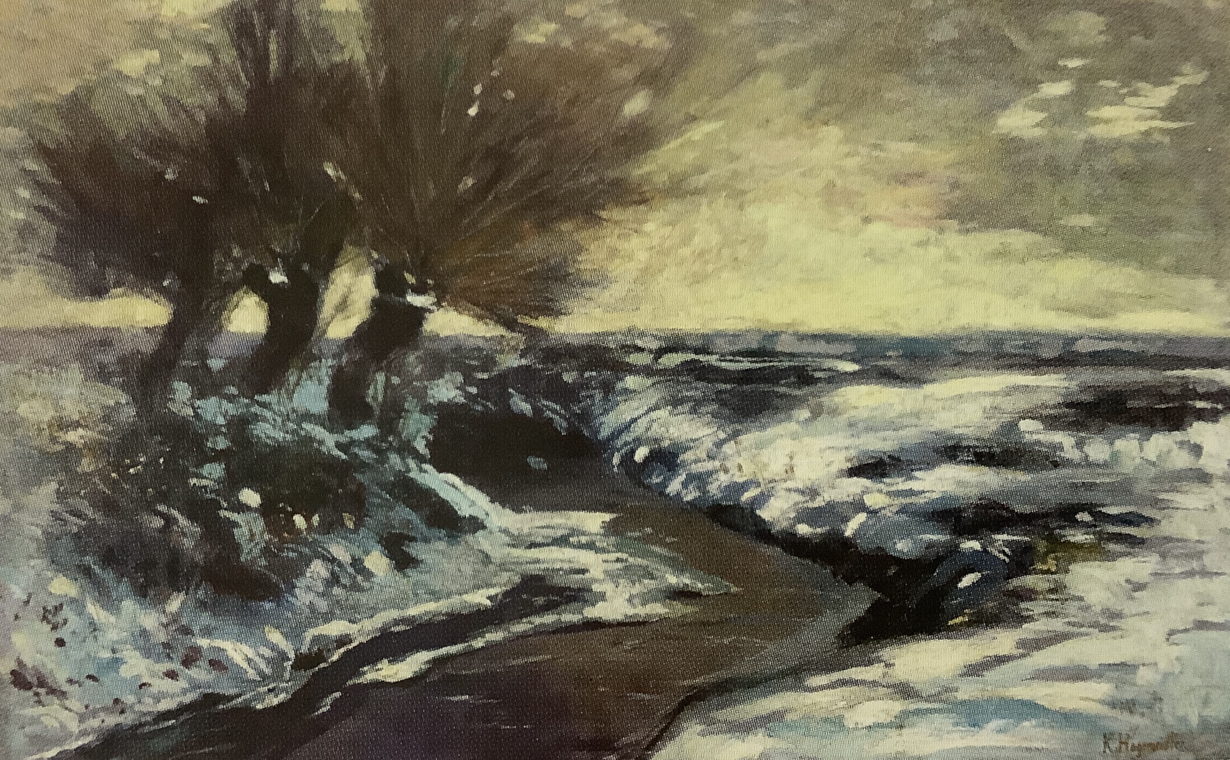 Drei Weiden am Bach im Winter, um 1895