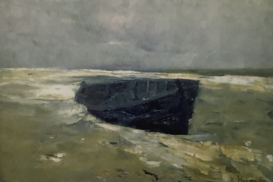 Fischerboot am Strand, um 1908