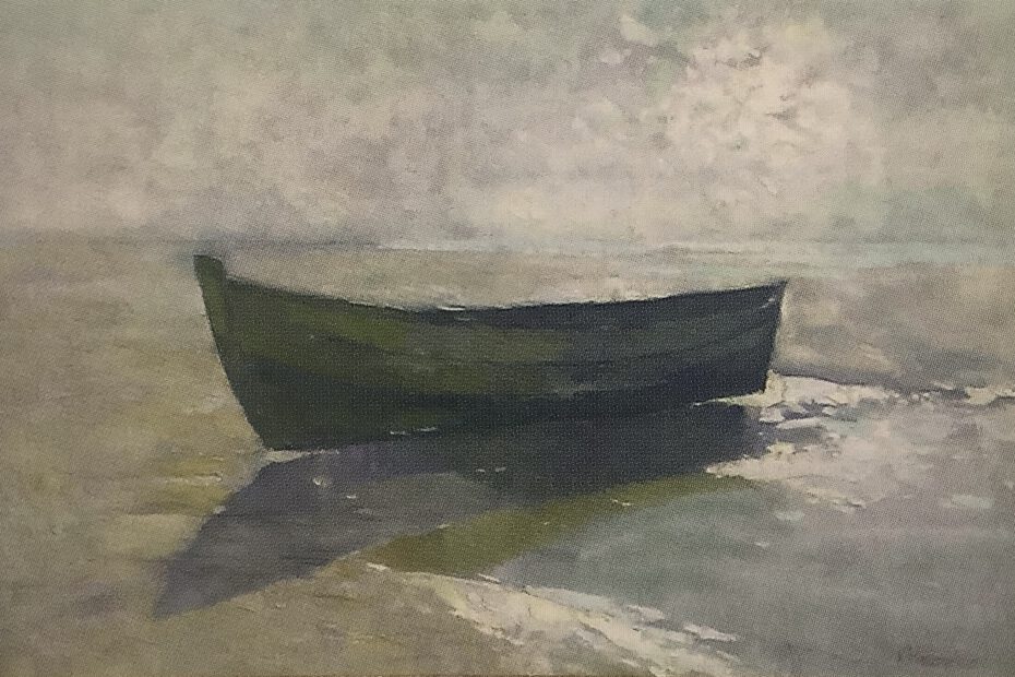 Gestrandeter Fischerkahn, um 1908