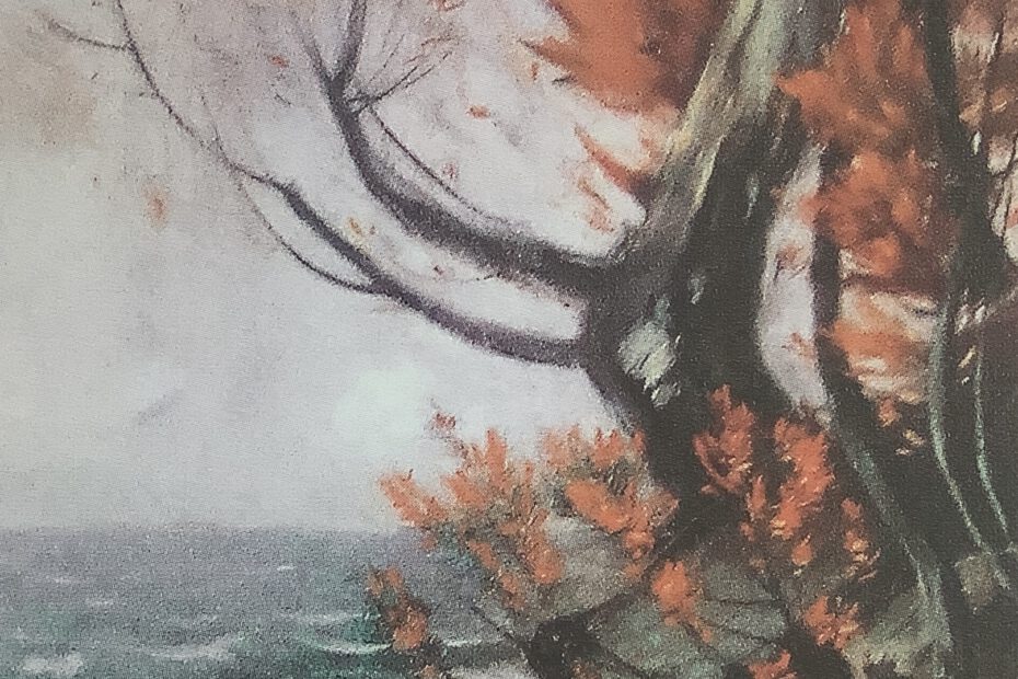 Herbstliches Seeufer, um 1912