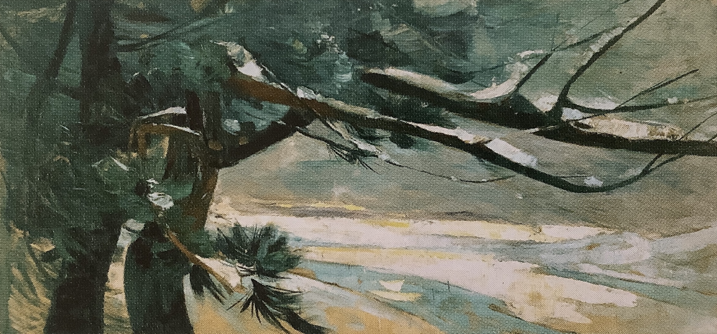 Vier Ölskizzen für Supraporten in der Villa Hecht - Winter (Kiefern im Schnee), 1910 Vier Ölskizzen für Supraporten in der Villa Hecht - Winter (Kiefern im Schnee), 1910